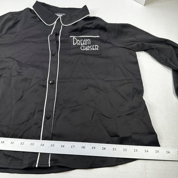 Venus Women's Size Large Sleep Pants And Shirt Black New Button Has Cloth Ripped - Picture 13 of 16